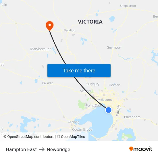 Hampton East to Newbridge map