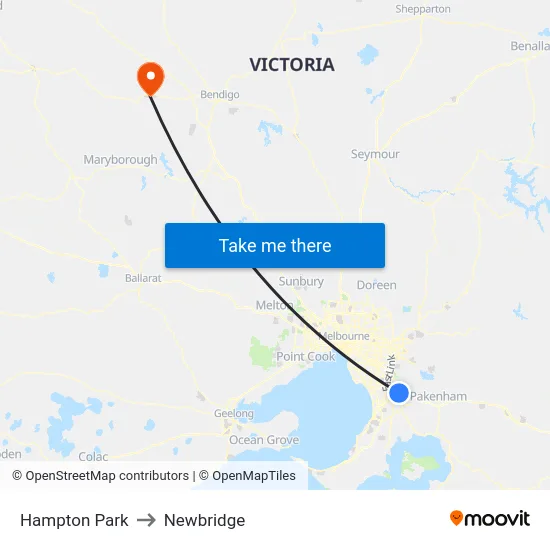 Hampton Park to Newbridge map