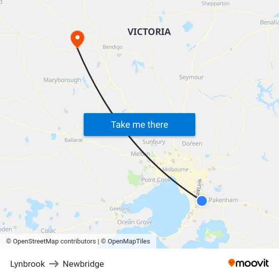 Lynbrook to Newbridge map