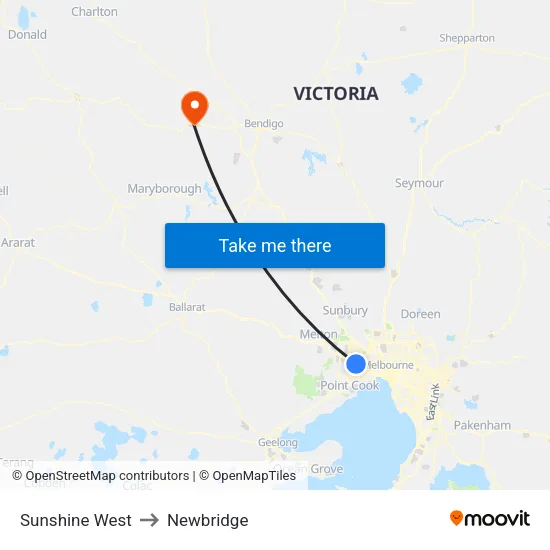 Sunshine West to Newbridge map