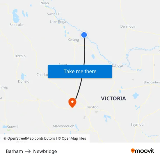 Barham to Newbridge map