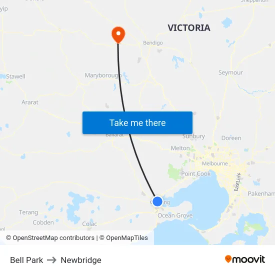 Bell Park to Newbridge map