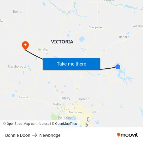 Bonnie Doon to Newbridge map