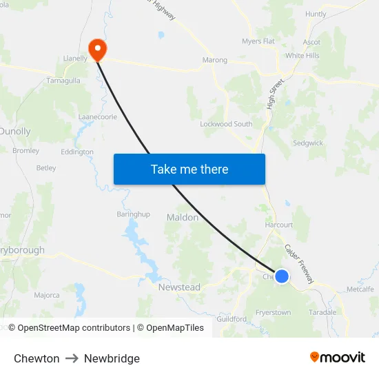 Chewton to Newbridge map