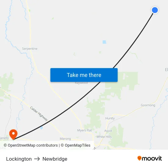 Lockington to Newbridge map