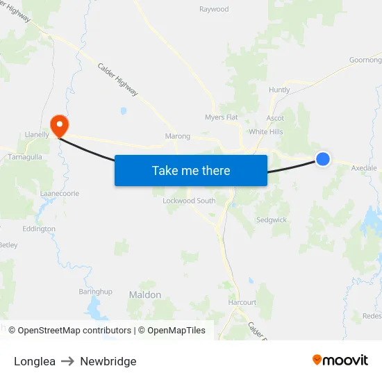 Longlea to Newbridge map