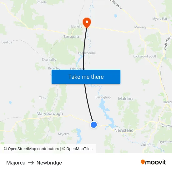 Majorca to Newbridge map