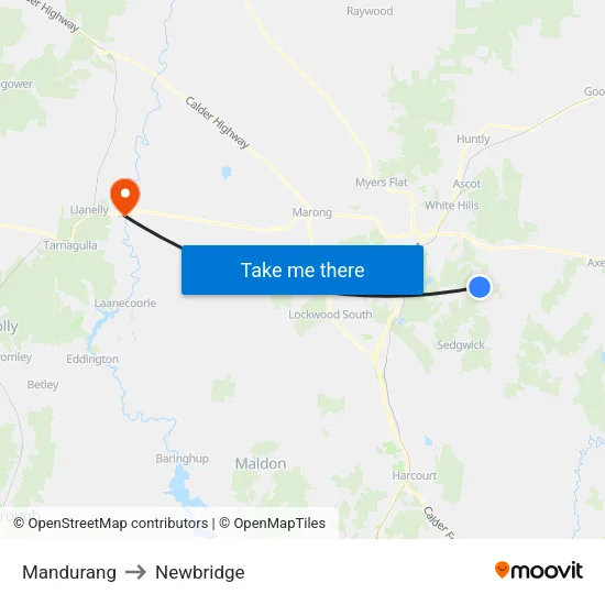 Mandurang to Newbridge map