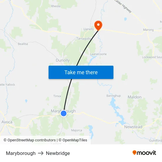 Maryborough to Newbridge map