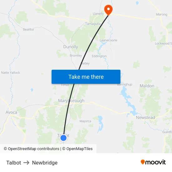 Talbot to Newbridge map