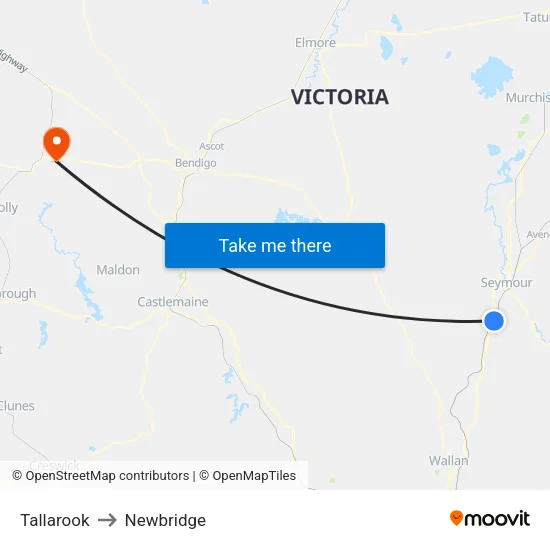 Tallarook to Newbridge map