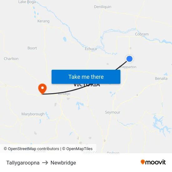 Tallygaroopna to Newbridge map