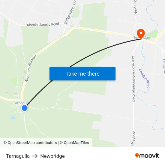 Tarnagulla to Newbridge map