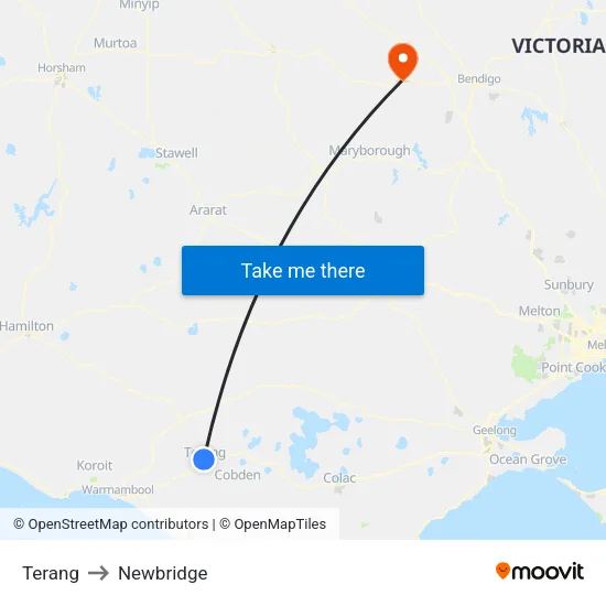 Terang to Newbridge map