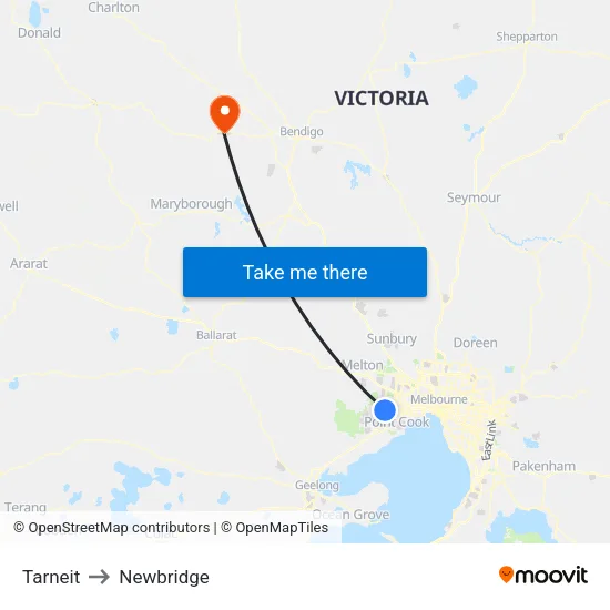 Tarneit to Newbridge map
