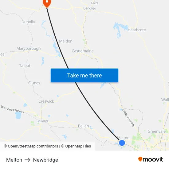 Melton to Newbridge map