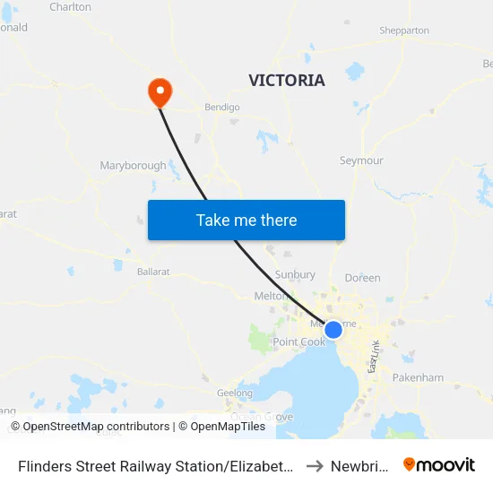 Flinders Street Railway Station/Elizabeth St #1 to Newbridge map