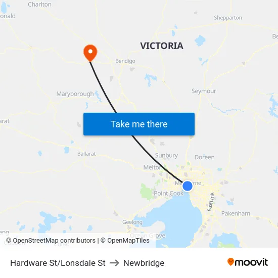 Hardware St/Lonsdale St to Newbridge map