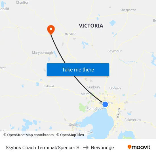 Skybus Coach Terminal/Spencer St to Newbridge map