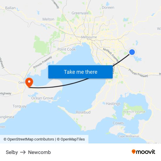 Selby to Newcomb map