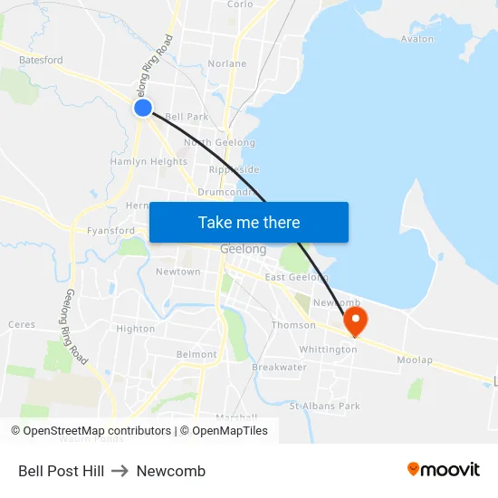 Bell Post Hill to Newcomb map