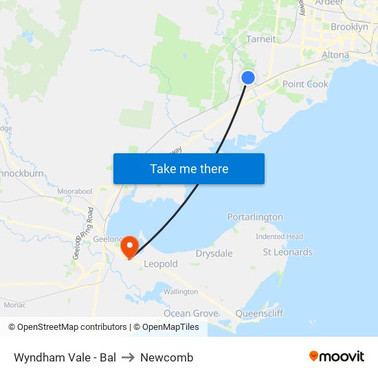 Wyndham Vale - Bal to Newcomb map