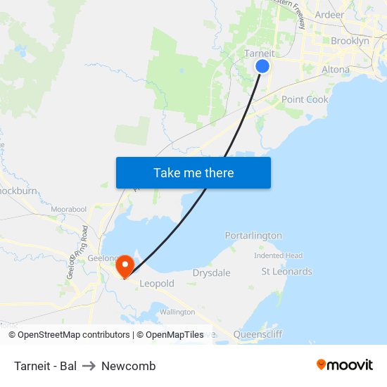 Tarneit - Bal to Newcomb map