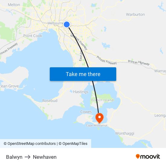 Balwyn to Newhaven map