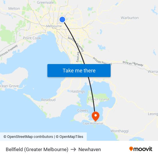 Bellfield (Greater Melbourne) to Newhaven map