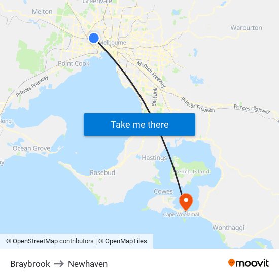 Braybrook to Newhaven map