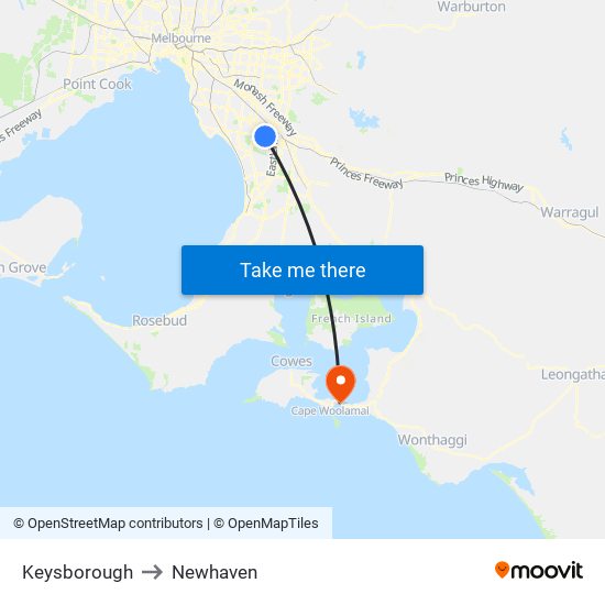 Keysborough to Newhaven map