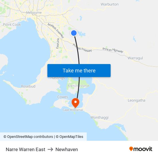 Narre Warren East to Newhaven map