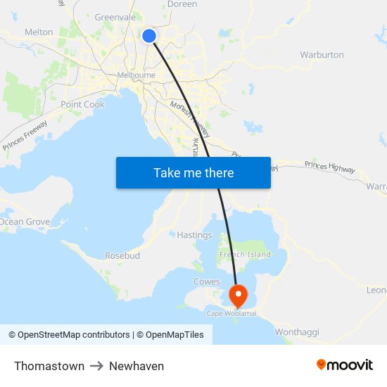 Thomastown to Newhaven map