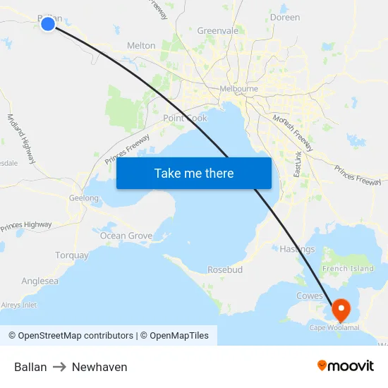 Ballan to Newhaven map