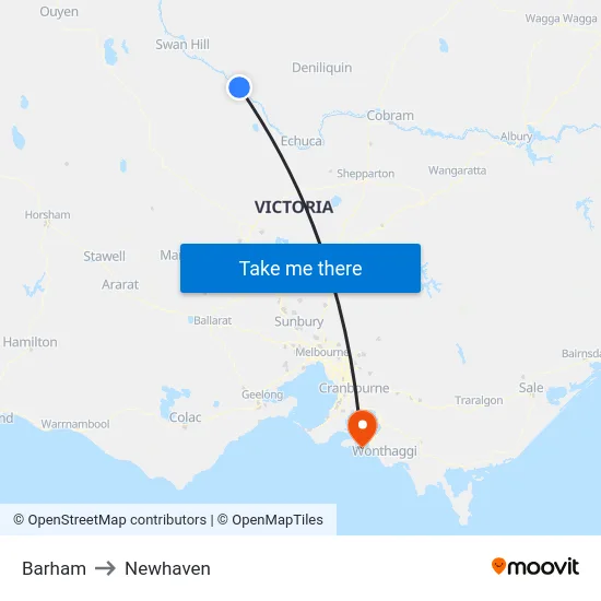 Barham to Newhaven map