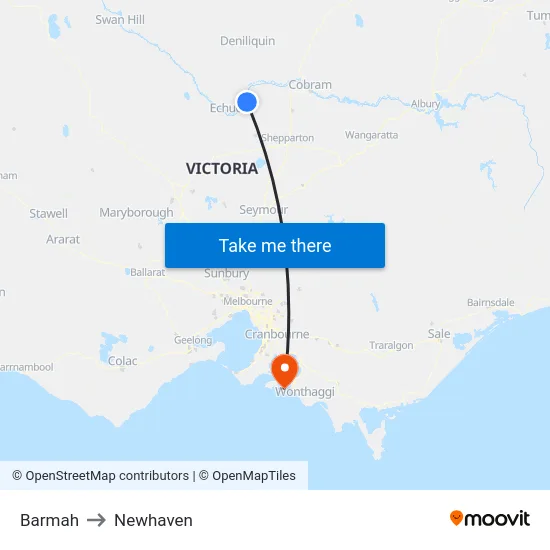 Barmah to Newhaven map