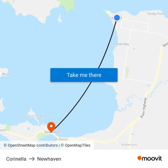 Corinella to Newhaven map