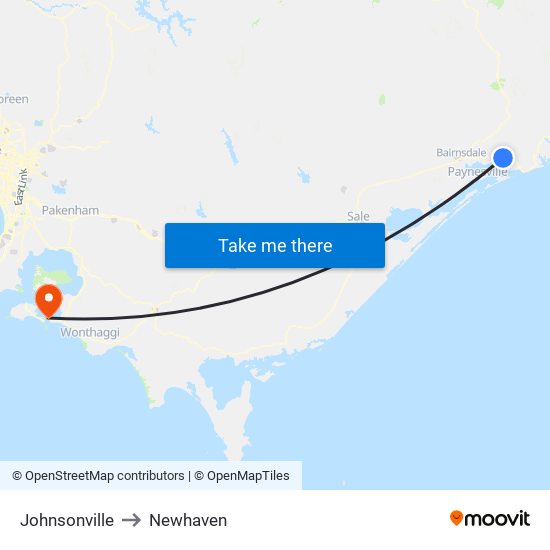 Johnsonville to Newhaven map
