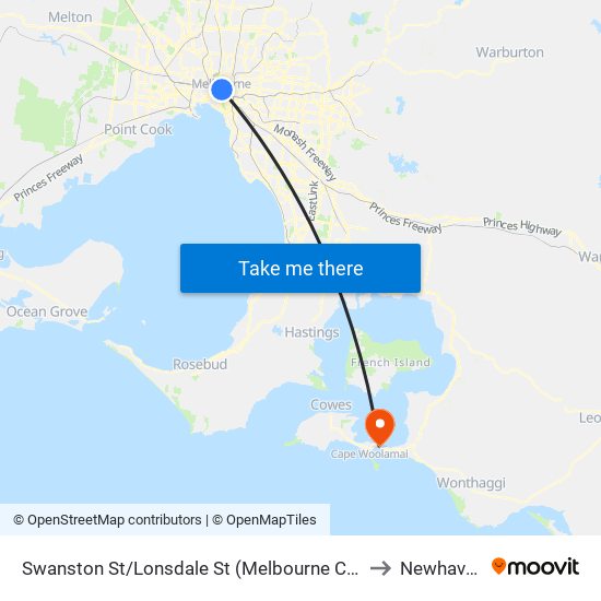 Swanston St/Lonsdale St (Melbourne City) to Newhaven map