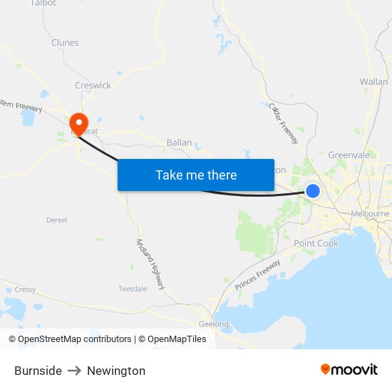 Burnside to Newington map