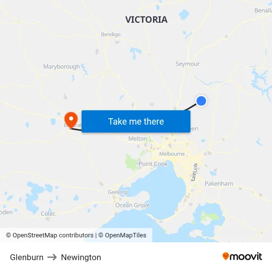 Glenburn to Newington map