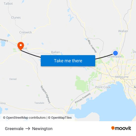 Greenvale to Newington map