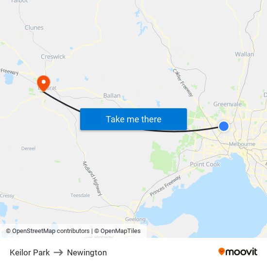 Keilor Park to Newington map