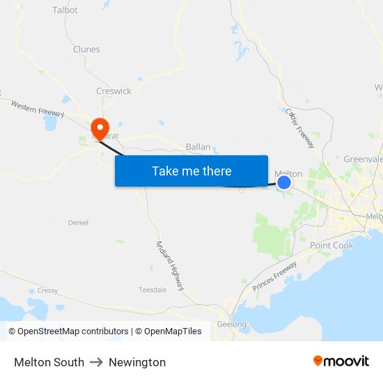 Melton South to Newington map