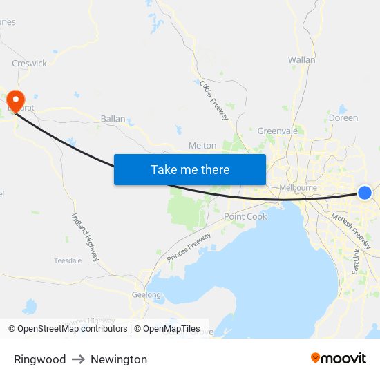 Ringwood to Newington map