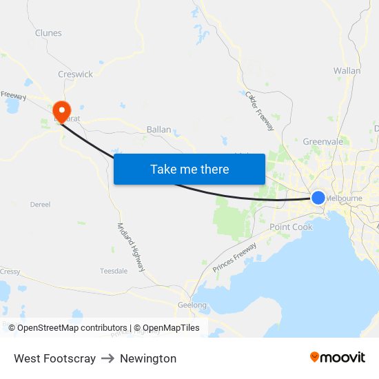 West Footscray to Newington map