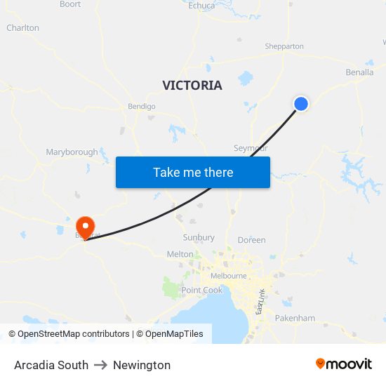 Arcadia South to Newington map