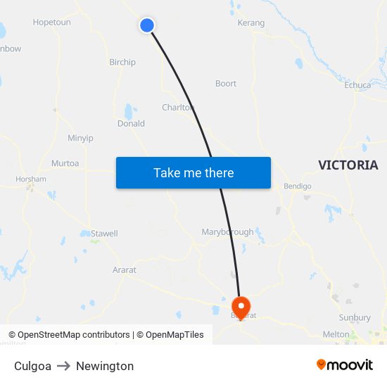 Culgoa to Newington map