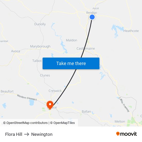 Flora Hill to Newington map