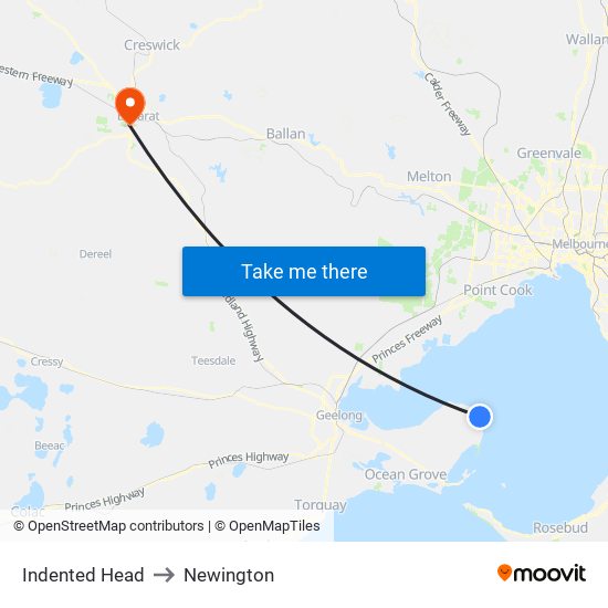 Indented Head to Newington map